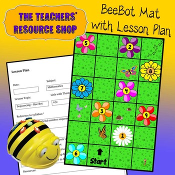 Preview of Computational Thinking Sequencing Pollen Hunt Lesson Plan with Mat