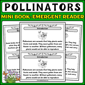 Preview of Pollinators Emergent Reader Mini Book | Pollinator Day for Young Explorers