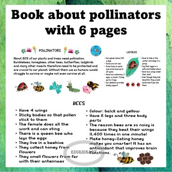 Preview of Pollinators E-Book {Bees Butterflies Ladybugs Learning Flashcards}