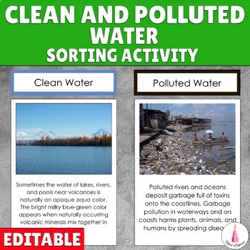 Preview of Water Pollution Earth Day Montessori Ecology Sorting Activity