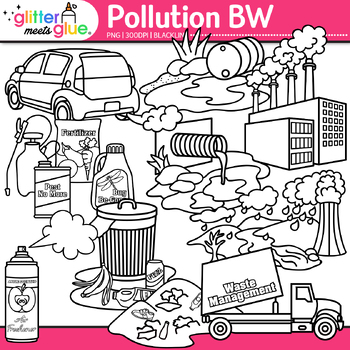 land pollution clipart black and white school