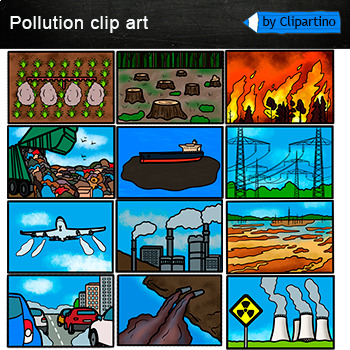 Pollution Clip Art mini bundle/Pollution scenes Clip Art/ Earth Day ...