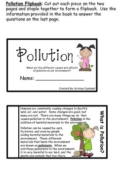 Pollution & Conservation Flipbooks (Interactive Notebooks) | TpT