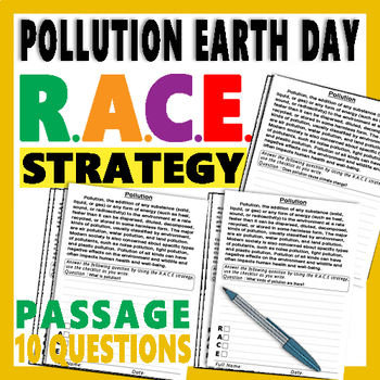 Preview of Pollution Earth Day Reading Comprehension - RACE Writing practice worksheets