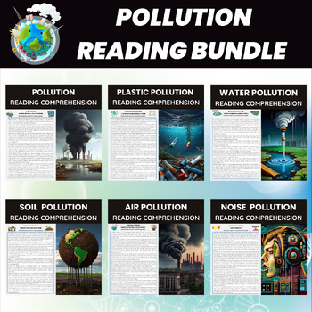 Preview of Pollution Reading Comprehension Passages Bundle |  Earth Day Activities