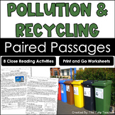 Pollution and Conservation Reading Comprehension Paired Pa