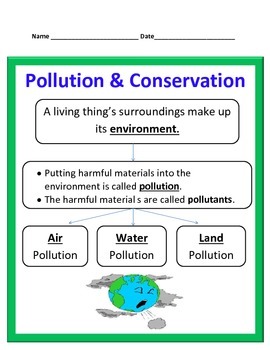 Pollution and Conservation Study Guide by Cammie's Corner | TpT