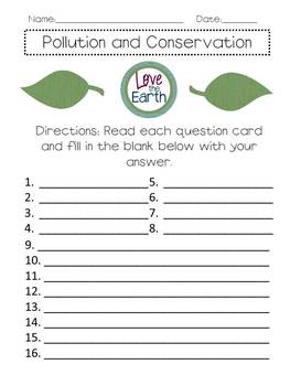 Pollution and Conservation Task Cards by The Simply Fab Classroom