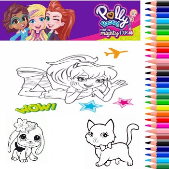 Polly and her friends with photos coloring page printable game