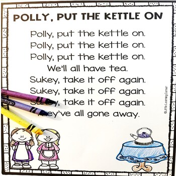 Polly Put the Kettle On Nursery Rhyme Poetry Notebook Black and White