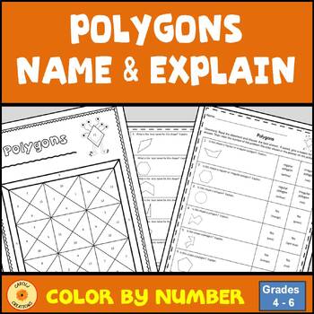 Preview of Polygon Characteristics Color by Number Worksheet with Easel Assessment