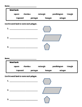 Preview of Geometry: Polygon Exit Ticket