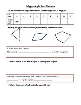 Polygon Interior And Exterior Angle Sum Guided Notes