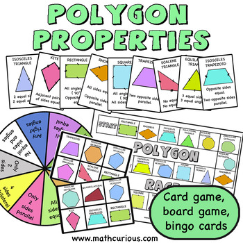 Preview of Polygon Properties angles sides parallel card game bingo cards board game