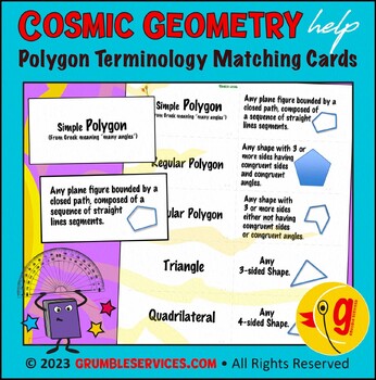 Preview of Geometric Shapes: Set of 20 Matching Cards • Polygon Nomenclature & Terminology