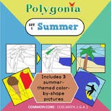 Polygonia Set 1:  Summer - Color by Shape Worksheets
