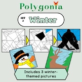 Polygonia Set 3: Winter - Color by Shape Worksheets