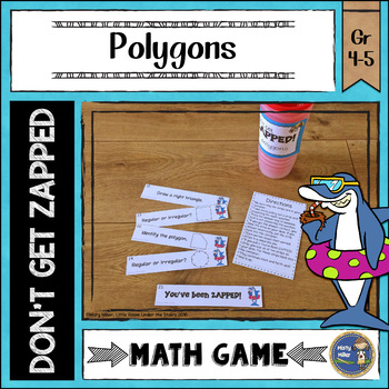 Preview of Identify and Draw Polygons Don't Get ZAPPED Partner Math Game - Center & Review