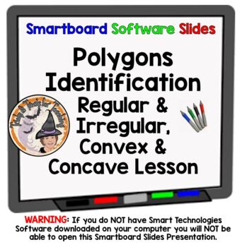 Preview of Polygons Smartboard Lesson Identify Regular Irregular Convex Concave