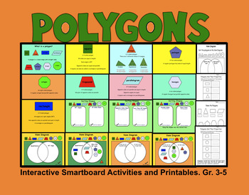 Preview of Polygons, Interactive Smartboard Activities and Printables Gr. 3-5