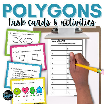 Preview of Polygons Task Cards & Activities - Identifying, Sorting, & Classifying Polygons