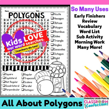 Polygons Word Search Activity by Elementary Lesson Plans TpT