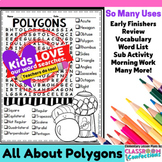 Polygons Word Search Activity : Early Finishers : Morning 