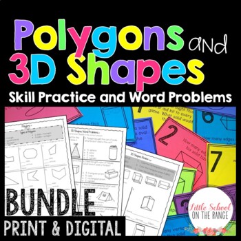 Preview of Polygons and 3D Shapes BUNDLE | Print and Digital