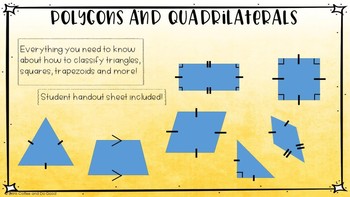 Preview of Polygons and Quadrilaterals - PowerPoint with Student Notes