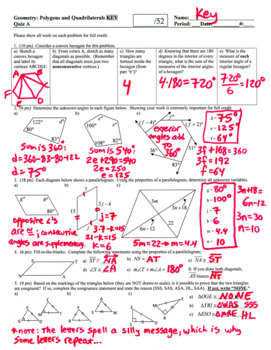Polygons And Quadrilaterals Quizzes A And B With Answer Key Editable