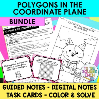 Preview of Polygons in the Coordinate Plane Notes & Activities | Digital Notes | Task Cards