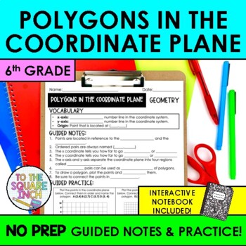 Preview of Polygons in the Coordinate Plane Notes & Practice | + Interactive Notebook Pages