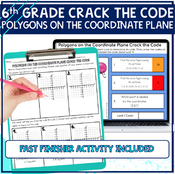 Preview of Polygons on the Coordinate Plane Digital Activity 6th Grade Math Crack the Code