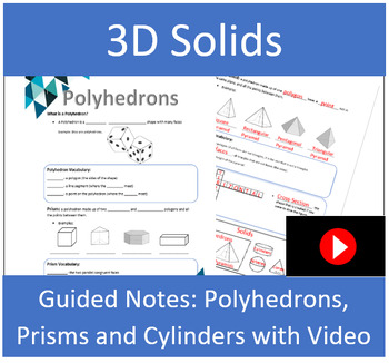 Preview of Polyhedrons Guided Notes with Video: Prisms and Pyramids
