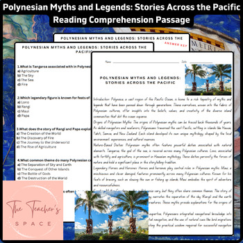 Preview of Polynesian Myths and Legends: Stories Across the Pacific Reading Comprehension