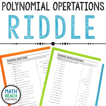 Preview of Polynomial Operations Riddle Activity