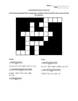 Chess Crossword Puzzle by Mr Ds PreCal Store