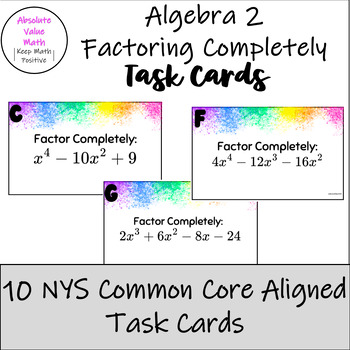 Preview of Algebra 2 Factoring Review | Factoring Polynomial Task Cards | High School