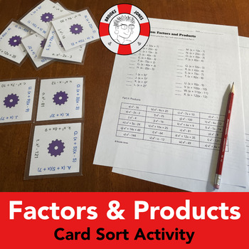 Preview of Polynomial Factors & Products Card Sort Activity