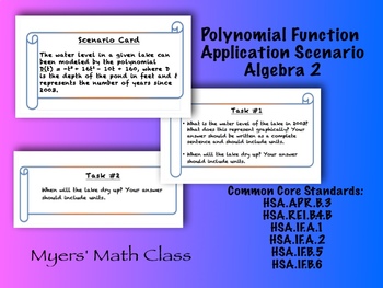Preview of Polynomial Function Application - Algebra 2 Level