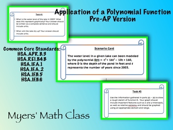 Preview of Polynomial Function Application Scenario - Pre-AP