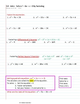 Preview of Ch3 IM3 - Polynomial Functions - Guided Notes -  Algebra 2