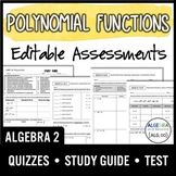 Polynomial Functions Assessments | Quizzes | Study Guide | Test