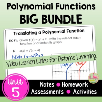 Preview of Polynomial Functions BIG Bundle with Lesson Videos (Unit 5)