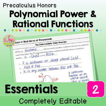 Preview of Polynomial Functions Essentials with Video Lessons (Unit 2)
