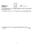 Pre-Calculus 12: Polynomial Functions Test (Version 1) - w