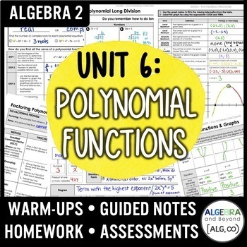Preview of Polynomial Functions Unit Algebra 2 Curriculum - Add, Subtract, Multiply, Divide