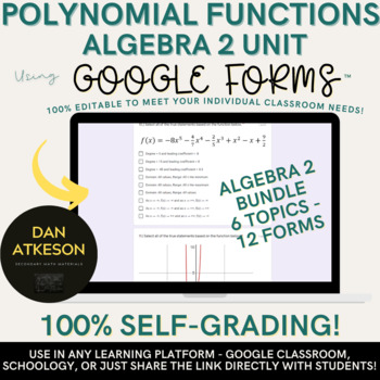 Preview of Polynomial Functions Unit Google Forms™  ｜ Algebra 2