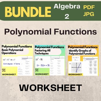 Preview of Polynomial Functions Worksheets - Algebra 2 bundle