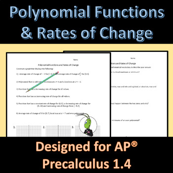 Preview of Polynomial Functions and Rate of Change AP® Precalculus 1.4 Worksheet